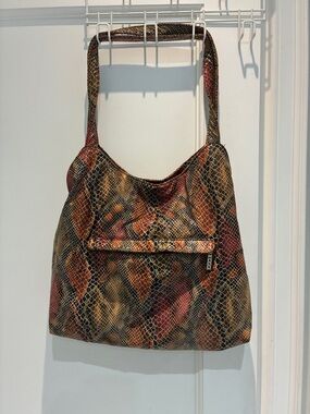 Maxx New York Snake-Print Shoulder Bag in Brown & Red Tones⭐️